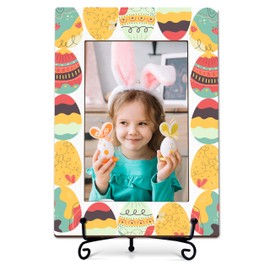 TIRYWT Easter Photo Frame, Easter Picture Frame Gifts, Happy Easter Photo Frame, Easter Photo Gifts, Easter Decorations, Easter Egg 4" x 6" Wood Picture Frame -N06