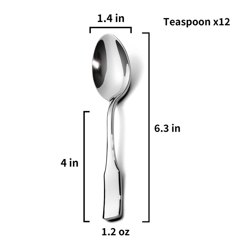 Alata Kate Teaspoons, Set of 12, 6.3 Inches Stainless Steel