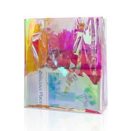 TotePrint Waterproof Transparent Laser Tote Bag, Holographic Handbag for Sports Fan Games, Work, Safety Travel, Stadium or Concert, pink