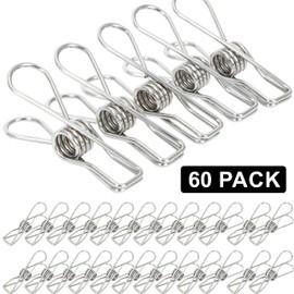 OKAM Stainless Steel Pegs - 60-Pack Stainless Steel Pegs Extra Large - Strong & Sturdy Clips, Eco-Friendly Metal Clothes Pegs for Home Laundry and Craft Drying Peg, Pins or Clip Needs