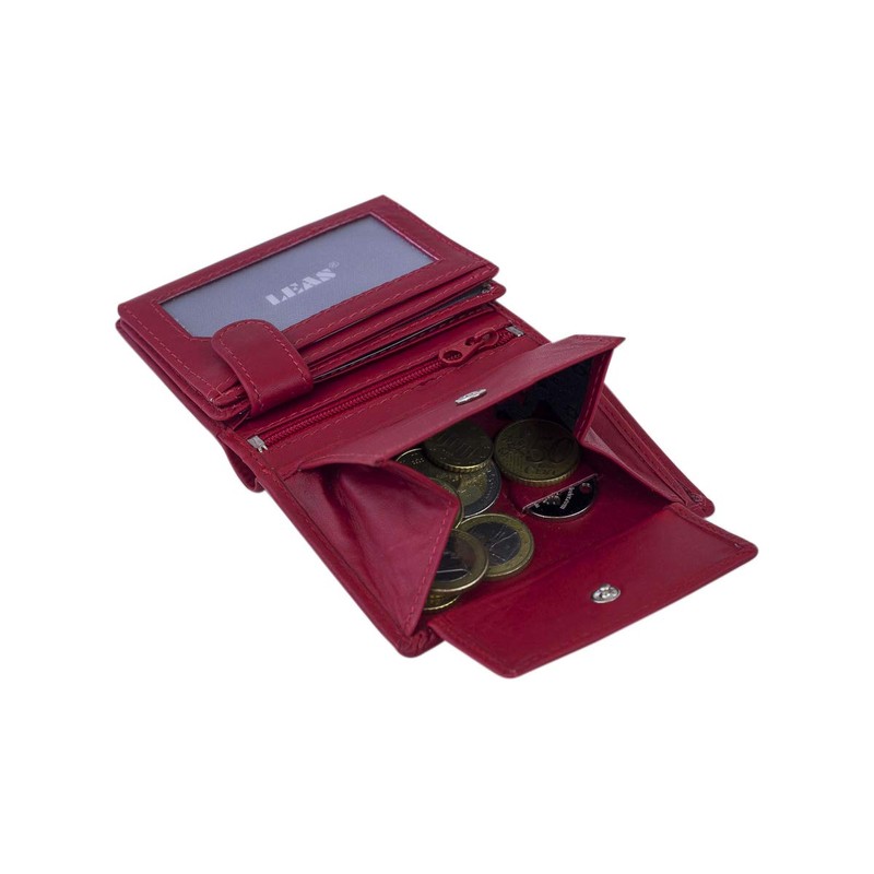 LEAS Small Mini Purse Genuine Leather, red