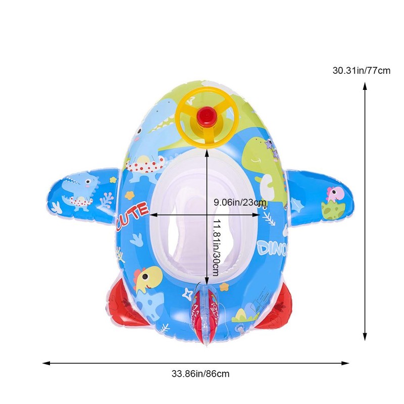 Baby Pool Float with Safety Seat Steering Wheel Cartoon Airplane