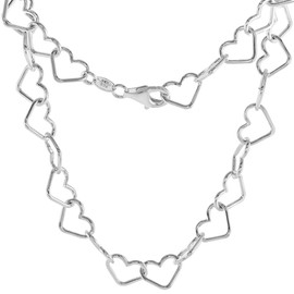 Sterling Silver Heart Chain Bracelet 9.6mm for Women Nickel free Italy 7 inch