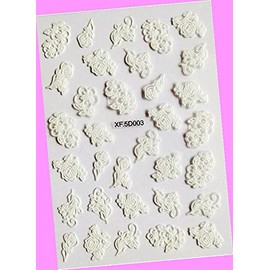 Paint Drip Embossed Flowers Rose Periwinkle Mallow Cameo 3D Nail Art Sticker 5d003 for Nails Design Nail Art Stickers Decals Supplies Manicure Tips Sticker Colorful for Nail Decorations