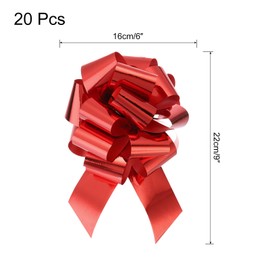 sourcing map 20pcs 6 Inch Metallic Large Big Pull Bow Gift Wrapping Bows Ribbon for Wedding Car Baskets Presents Christmas Bow, Red