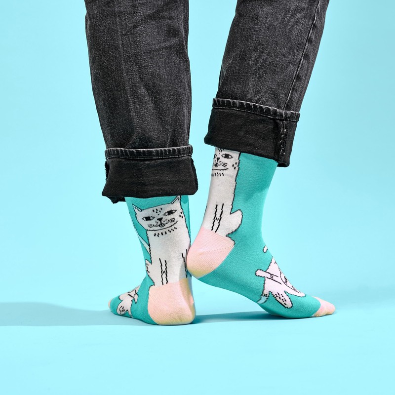 STRAYZ Cat Socks - Funny Colourful Cotton Socks - Gift