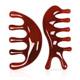 KGDUYC 2 Pieces Gua Sha Face Massager, Five Teeth Resin Meridian Massage Comb, Large Teeth Head, Acupuncture Massage, Five Claws Decompression, Portable Small Comb