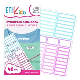 ETIKIDS TERMO COLORS: FANTASY – 40 customizable clothing labels for nursery and school.