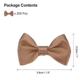 uxcell 200pcs Mini Tie Bows 1.5 Inch Small Tiny Bowknot, Light Brown Ribbon Bows for DIY Crafts, Sewing Appliques, Gifts Ornament, Scrapbooking, Belts, Hair Clips Decoration