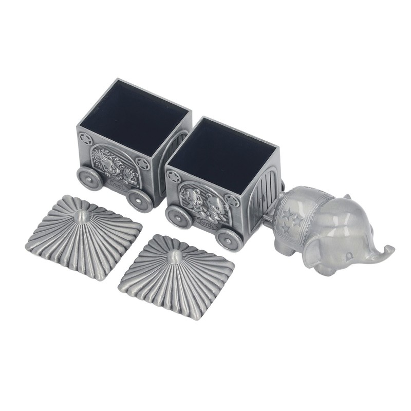 Baby Teeth Organizer Elephant Carriage Keepsake Box Metal Collection Container
