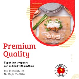 Cathay Fresh Spring Roll Rice Paper Wrappers, Rice Paper Wrappers for Fresh Rolls-25 Sheets, Non-GMO, Gluten-Free, Low Carb, Vietnamese Summer Wrap with Natural Ingredients, Veggie Wrap