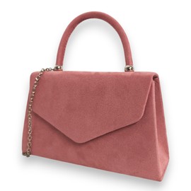 fi9® Retro Suede Tote Style Wedding Ladies Party Prom Evening Clutch Hand Bag Purse (Dusky Pink)