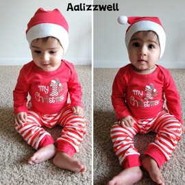 Aalizzwell 12-18 Months Infant Baby Boys Girls First Christmas Clothes Xmas Long Sleeve Green Unisex Outfit Twins Clothing