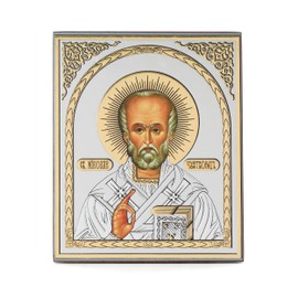NKlaus Saint Nicholas Wonderworker Wooden Icon 10 x 12 cm Christian Orthodox 11346