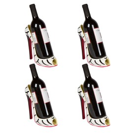 Trademark Innovations 8" x 7"H High Heel Wine Bottle Holder - Stylish Conversation Starter Wine Rack (Zebra, Set of 4)