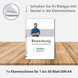 STRATAG Start Basic Spine Application Set (Grey, 5 Pieces) with Transparent PP Plastic Cover and Spines Made of Robust 290 g/m² Cardboard Leather Structure (5 Application Folders Grey)