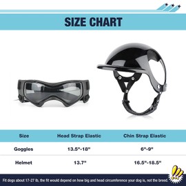 PETLESO Dog Goggles for Small Dogs with Helmet, 2PCS Doggy Sunglasses and Pet Motorcycle Helmet Set for Small Medium Breed Outdoor Driving Walking, Black