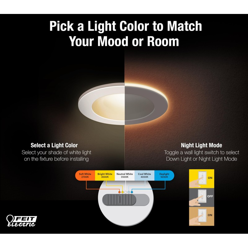 Feit Electric 6" LED Canless Recessed Downlight with Night Light