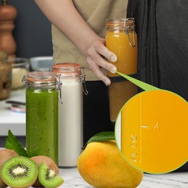 [Upgraded] 20 oz Glass Jars with Airtight Lids for Vanilla Extract, 6 Pack Glass Juice Bottles with 2 Measurement Marks, Glass Food Storage Canister Set For Beans, Spice, Tea, Drink, Milk. 600ML