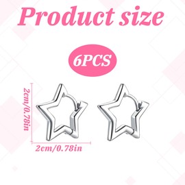 3Pairs Star Earrings Sterling Silver,Star Hoop Earrings for Women,Simple Cartilage Silver Star Earrings for Girls,Hypoallergenic Star Earrings Birthday Gifts for Women Girls