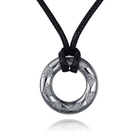 YFN Men's Black Viking Necklace Sterling Silver Norse Viking Jewelry