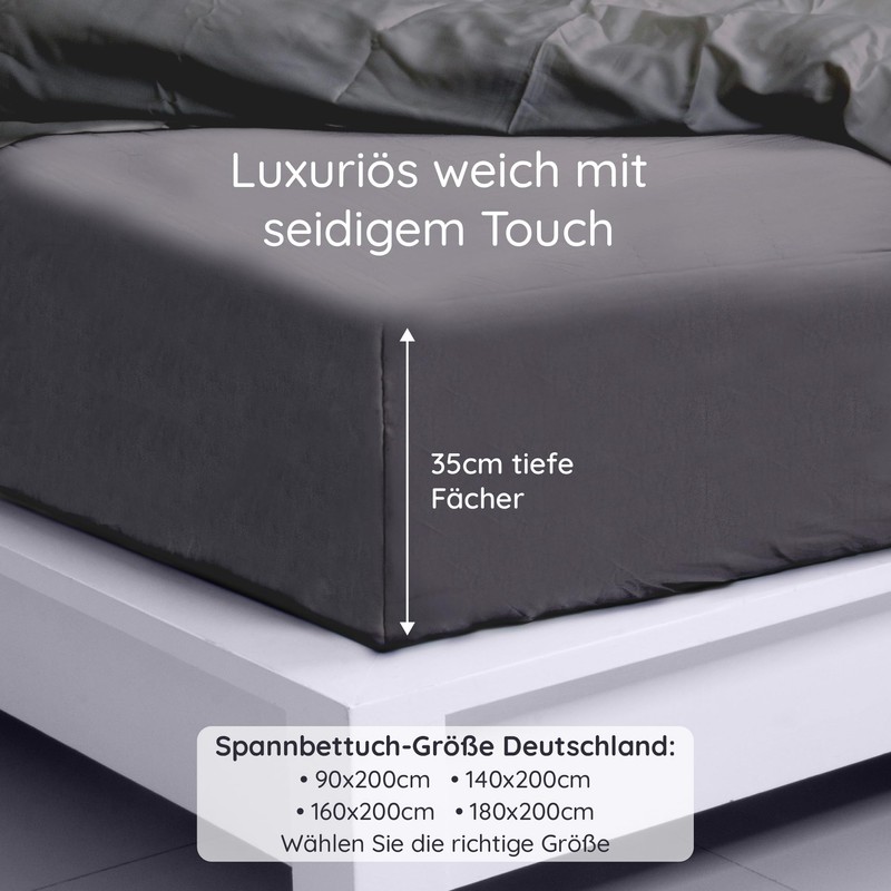 Bambaw - Anthracite Fitted Sheet 90 x 200 cm -