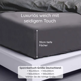 Bambaw - Anthracite Fitted Sheet 90 x 200 cm - 100% Bamboo - Hypoallergenic - Soft and Breathable Fitted Sheets 90 x 200 cm - for Summer and Winter - Fitted Sheet Allergy Sufferers - Anthracite