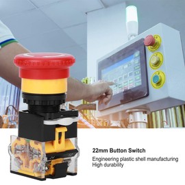 3PCS Interruptor de botón de 22 mm Interruptor de botón de parada de emergencia Piezas industriales Ingeniería Plásticos