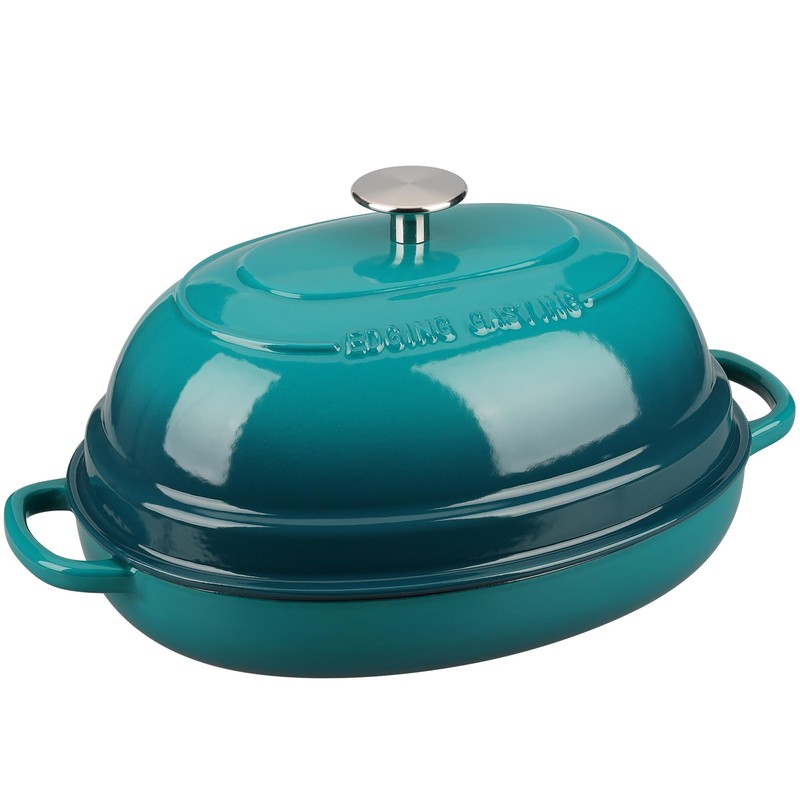 EDGING CASTING Enameled Oval Cast Iron Dutch Oven Pot with