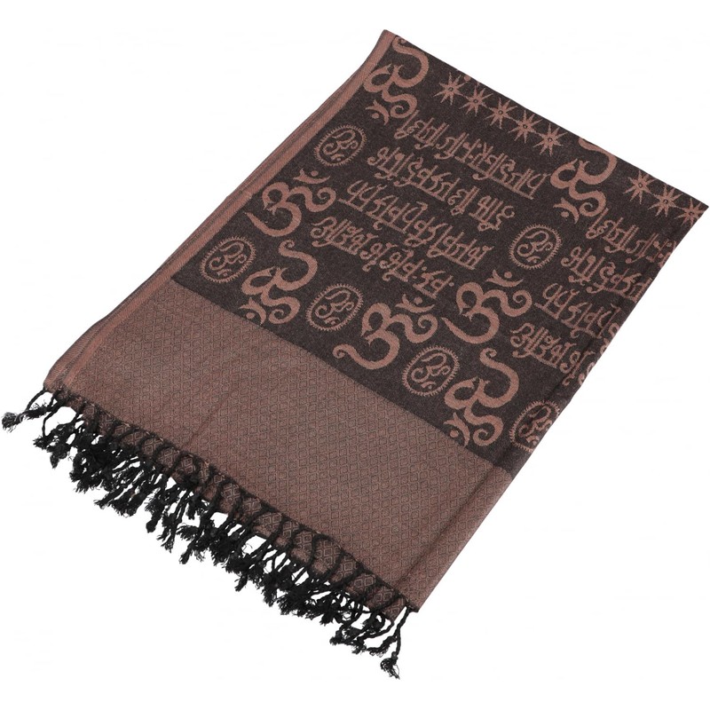 GURU SHOP Pashmina Viscose Scarf / Stole with OM Pattern,