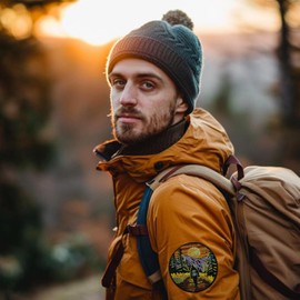 4'' Hiking Trails Embroidered Iron On Patch, Seek Adventure, Wilderness, Nature, Mountains, Forest, Sunset
