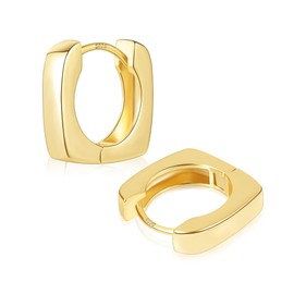 Geometric Gold Hoop Earrings for Women, Hypoallergenic 14K Small Chunky Square Huggie Hoop Earrings Jewelry Gift