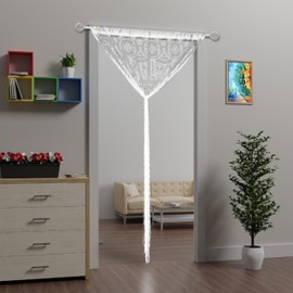 Atsweetlife Lace Door String Curtain for Doorways，Bohemian Curtains Window Wall Closet Bedroom Kitchen Hippie Hanging Panels Boho Room Divider Girls Kids (White, 39×79in)