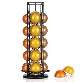 Oifyx Coffee Pod Holder Compatible with VertuoLine Coffee Bar Organizer Rack 360° Rotating Coffee Capsule Rack Holds 20 Pods