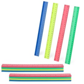 MUKCHAP 32 Pack 30cm Coloured Rulers, 12 Inch Plastic Straight Ruler with Inches and Metric for Office