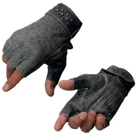 Milwaukee Leather MG7761 Women's Grey Leather Gel Palm Fingerless Motorcycle Hand Gloves W/Stylish ‘Wrist Detailing’ - XXX-Large