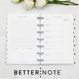 BetterNote This Week Refill Pages for Disc Notebooks, Fits Big Happy Planner, Levenger Circa, Staples Arc, Talia (Classic- 6 months, 7-Disc, 4.6”x7”)