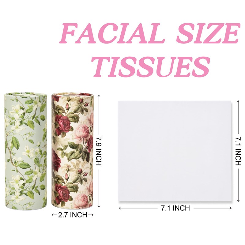 4pack Car Tissues Holder with Facial Tissues Vintage Rose Peony