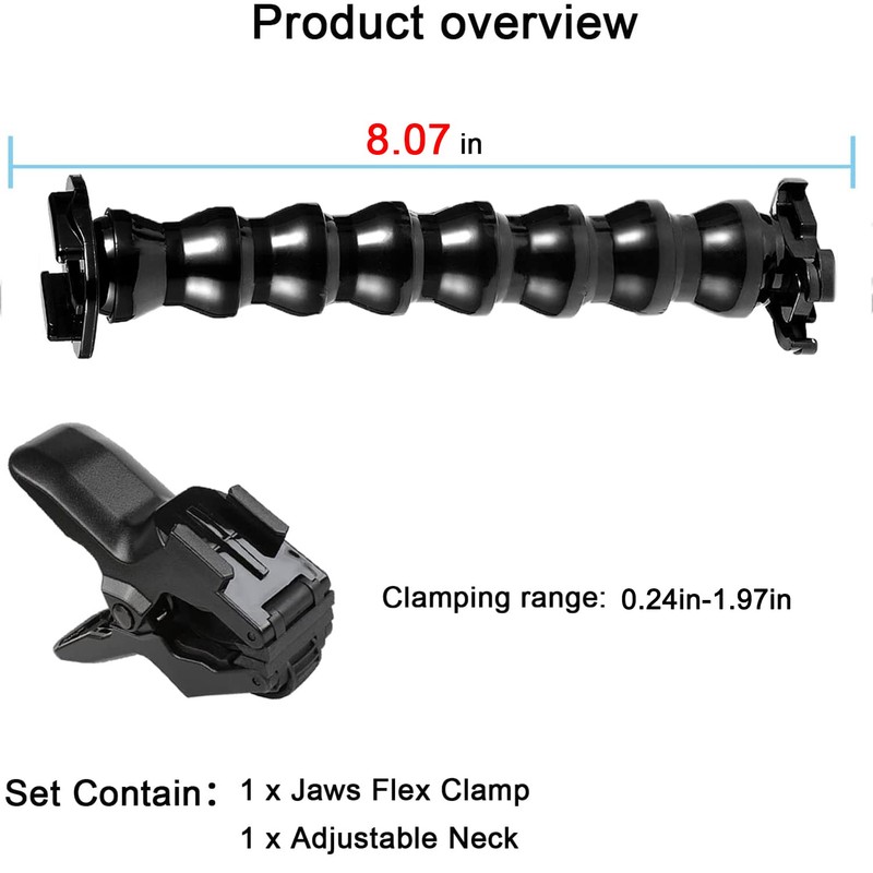 FitStill Jaws Flex Clamp Mount with Adjustable Gooseneck 8-Section Compatible
