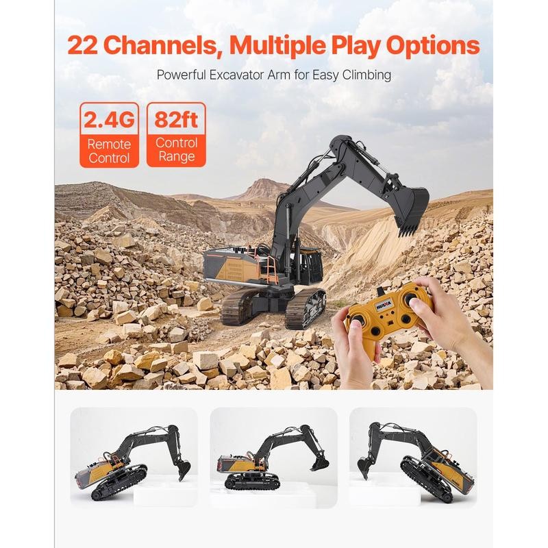 VEVOR Remote Control Excavator Toy, 15 Channel, 3 in 1