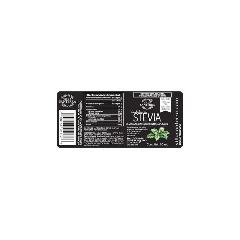 Villa Santerra Stevia Líquida natural 60ml