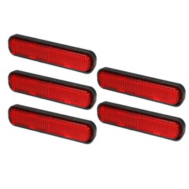 Partuto 5pcs 3.66"x0.83" Universal Reflector - Oval Motorcycle Bike Safety Reflector Increase Visibility and Safety on the Road - Plastic Red