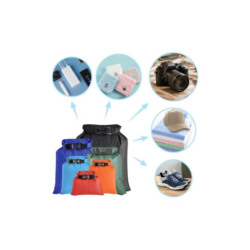 6 piezas Bolsas secas impermeables, bolsas secas ligeras impermeables para