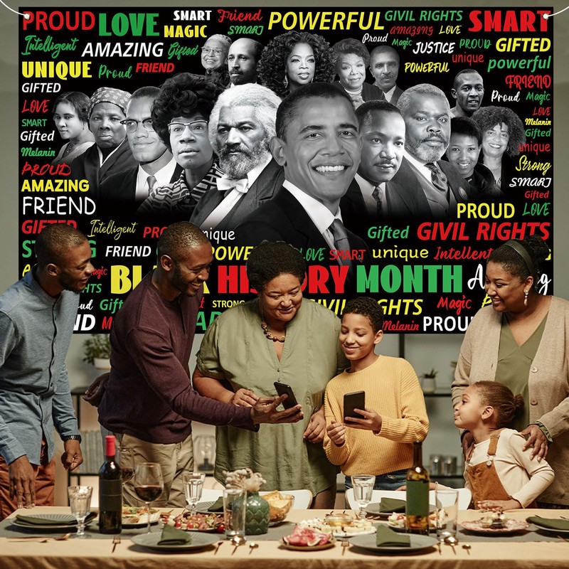 Black History Month Photo Booth Backdrop, Inspirational African American Wall