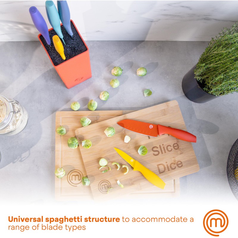 MasterChef Knife Block Set of 6 Kitchen Knives, Extra Sharp