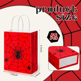 Honoson 24 Pcs Spider Party Favors Bags with Handles Birthday Party Decorations Goodie Candy Gift Paper Bags for Birthday Baby Shower Christmas Decorations