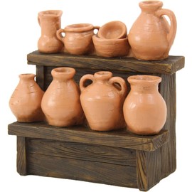 FADEDA Market Stand "Jugs" / Height: 12 cm / Hand-Painted / Detailed Nativity Scene Figures - Christmas Table Decoration Nativity Accessories