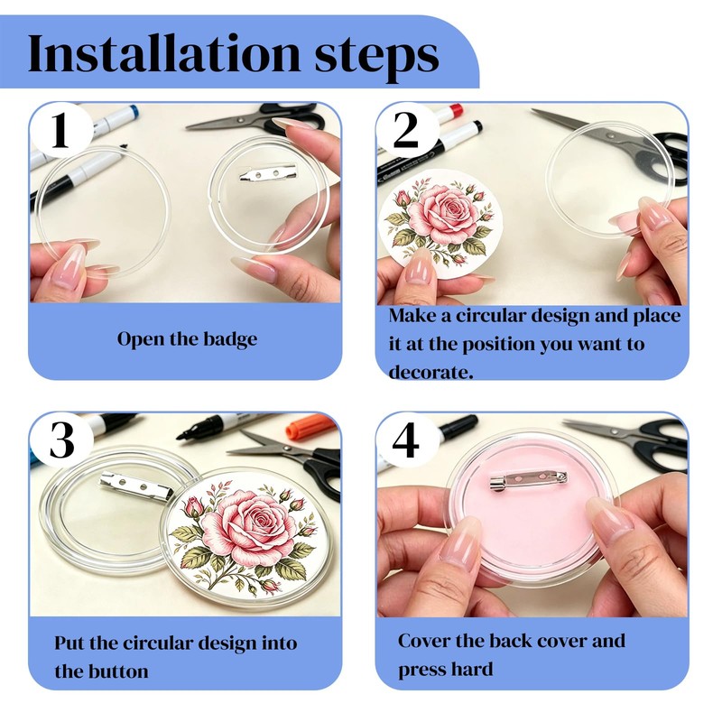 Clear Button Pins Plastic for Crafts - 20 Pack Circle