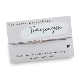 EDELSCHNITTE Bracelet "Maid of Honour" Eternity 925 Silver / Rose Gold-Plated / Grey / Infinity / Wedding / Gift, Silver / nylon