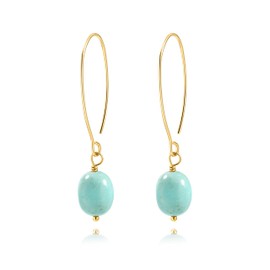 POTESSA Turquoise Dangle Drop Earrings 18K Gold Plated Trendy Boho Long Hook Threader Drop Earrings for Women